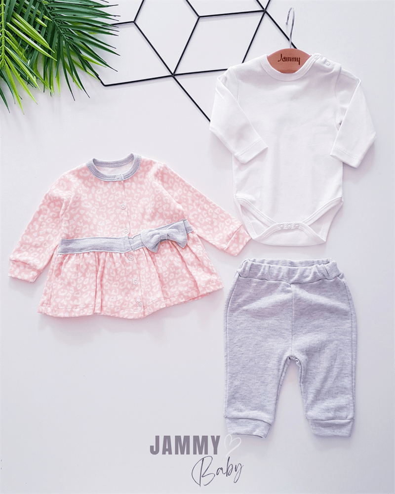 Leopard Cat Cardigan Set - SALMON - Jammy Baby Canada