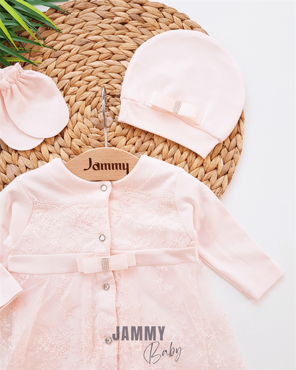 Aida Lace Detailed Jumpsuit Set - SALMON - Jammy Baby Canada