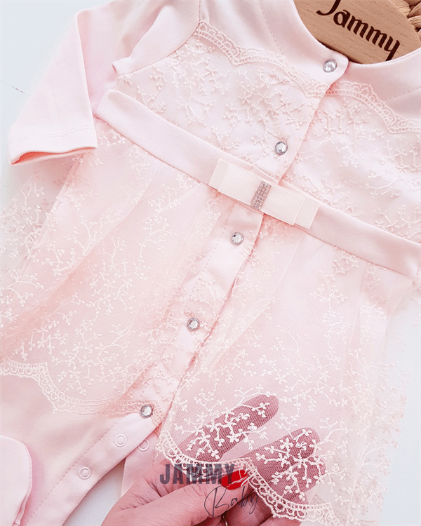 Aida Lace Detailed Jumpsuit Set - SALMON - Jammy Baby Canada