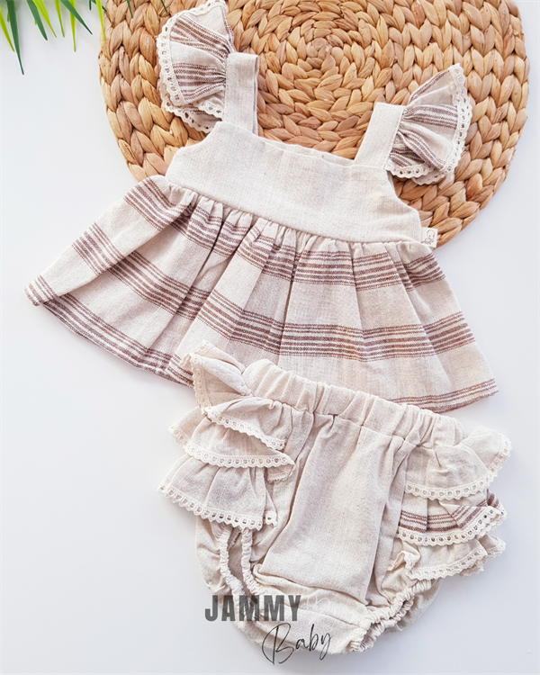 Ensemble 2 pièces short et culotte en lin Kelly-BEIGE