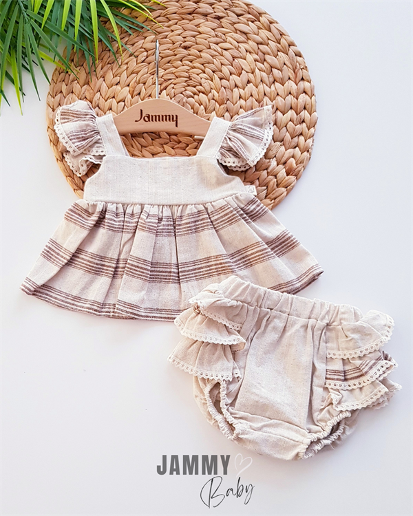 Ensemble 2 pièces short et culotte en lin Kelly-BEIGE