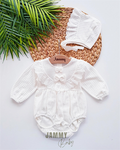 Mathilda Laura Hat Romper Set-WHITE