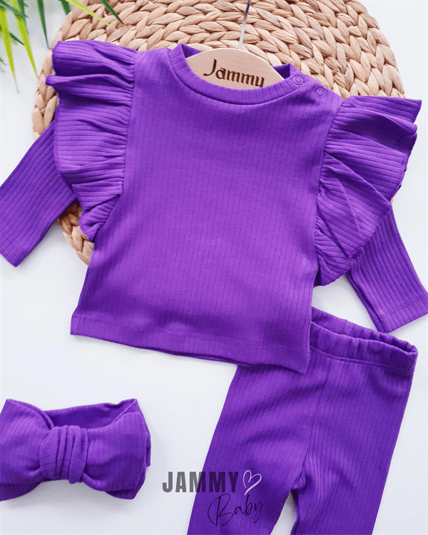 Elena Frilly XL Bandana Camisole 3 Piece Set-PURPLE