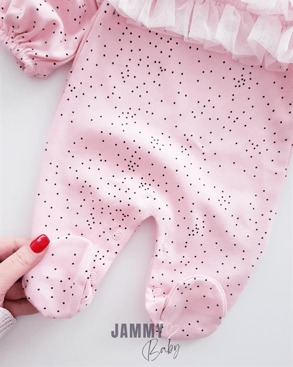 Ensemble combinaison chapeau Laura Little Polka Dot-PINK