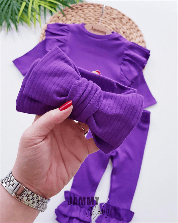 Elena Frilly XL Bandana Camisole 3 Piece Set-PURPLE