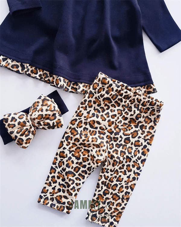 Eliza Leopard Fluffy Bandana Set-BLACK