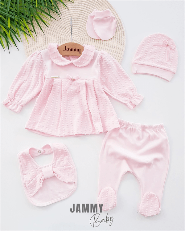 Amber Ball Patterned 5 Piece Newborn Set - PINK - Jammy Baby Canada