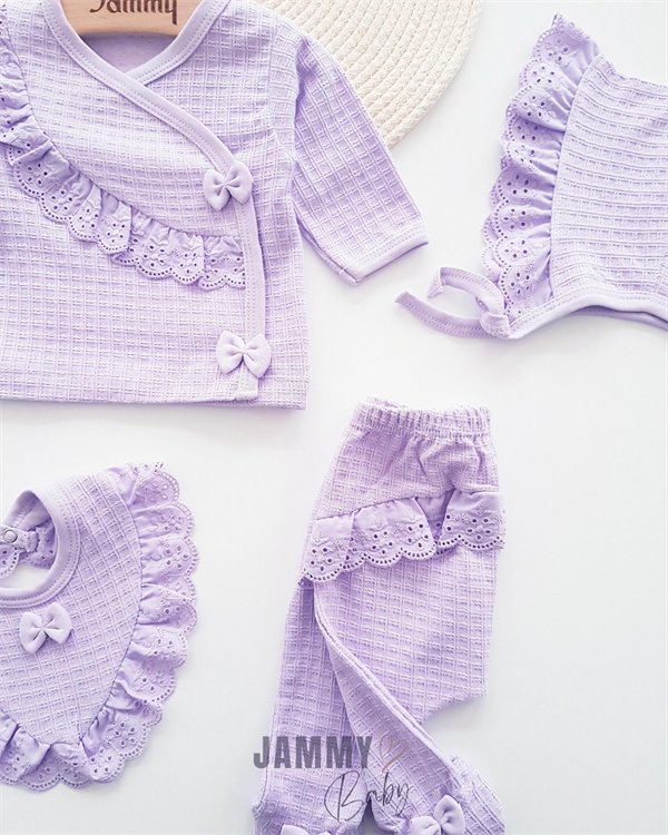 Mathilda Laura 5 Piece Newborn Set With Hat-LILA