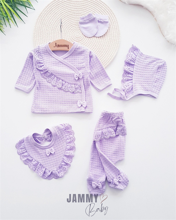 Hatena TUNEOUT リトルママ　little mama Mathilda Laura 5 Piece Newborn Set With Hat-LILA – Jammy